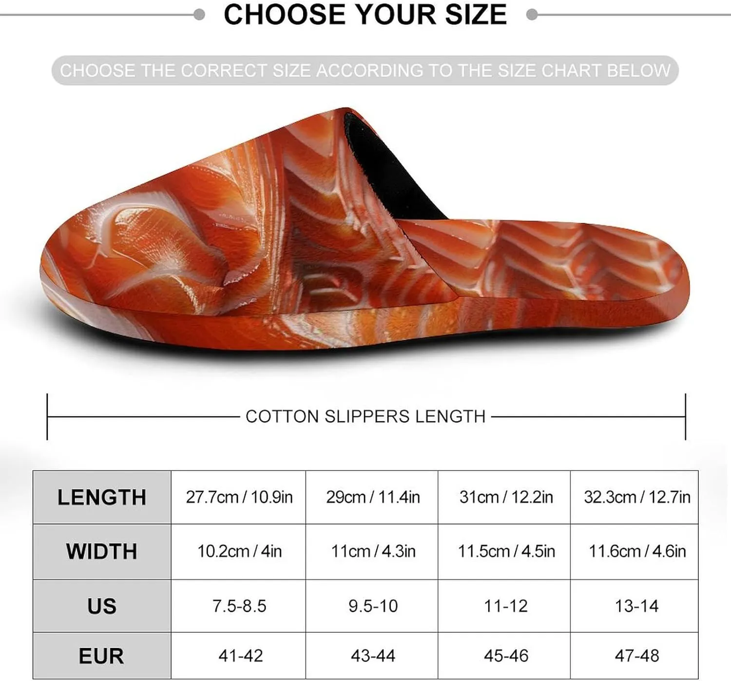 3D Funny Realistic Food Salmon Sushi Men's Cotton Slippers Closed Toe Slipper for Spa Hotel Bedoom