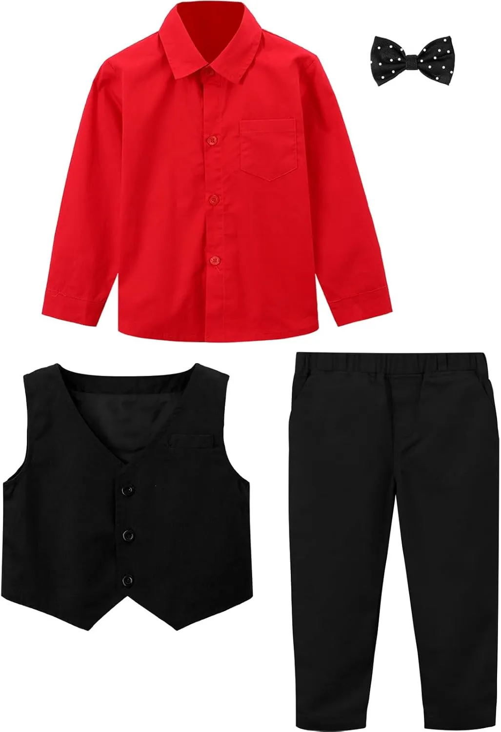A&J DESIGN 4pcs Baby & Toddler Suit, 12 Months - 5T, Shirt & Pants & Vest & Bow Tie