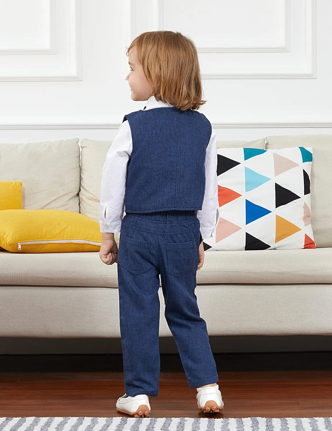 A&J DESIGN 4pcs Baby & Toddler Suit, 12 Months - 5T, Shirt & Pants & Vest & Bow Tie