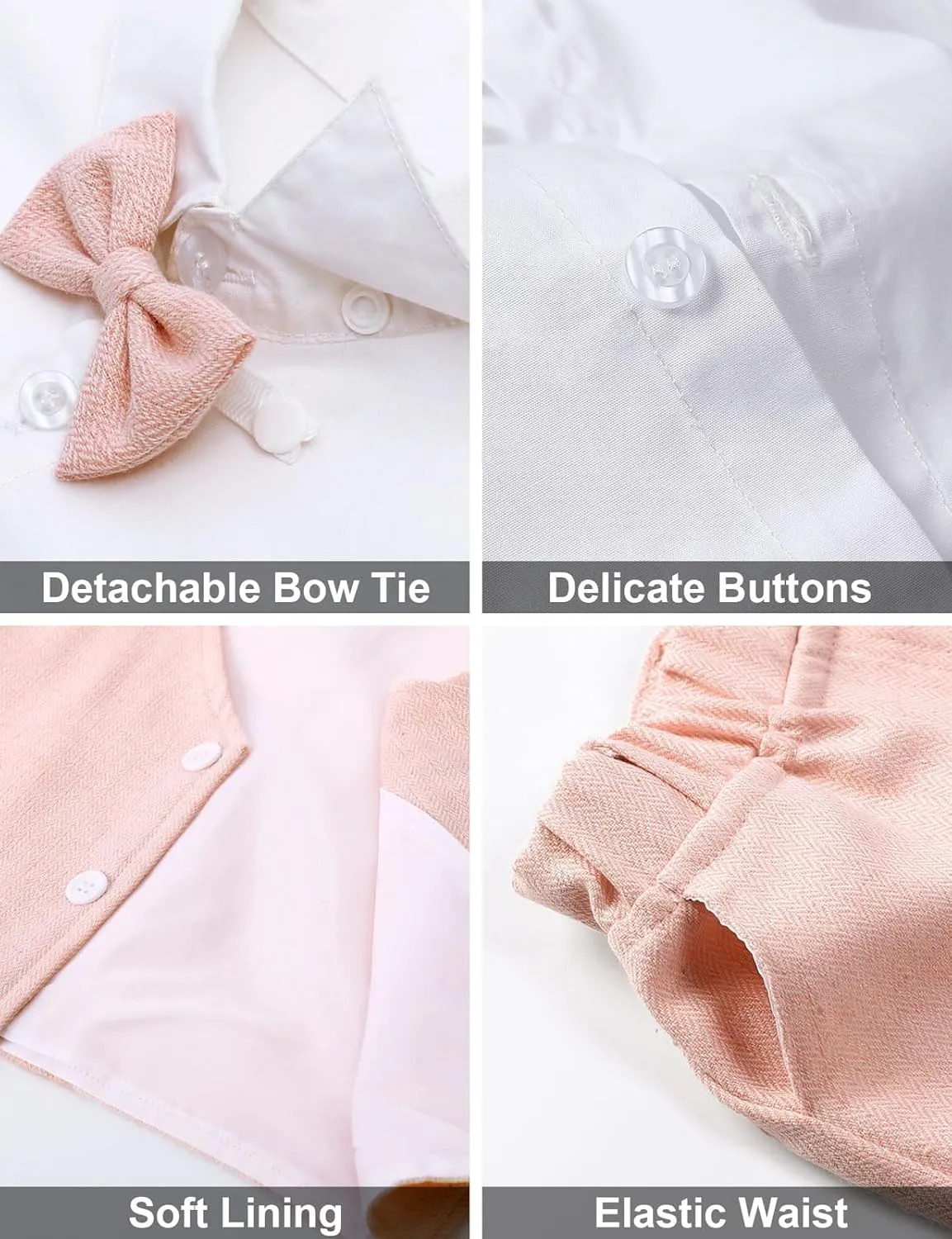 A&J DESIGN 4pcs Baby & Toddler Suit, 12 Months - 5T, Shirt & Pants & Vest & Bow Tie