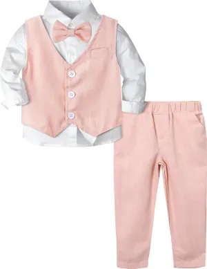 A&J DESIGN 4pcs Baby & Toddler Suit, 12 Months - 5T, Shirt & Pants & Vest & Bow Tie