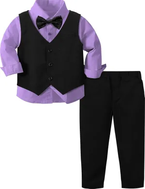 A&J DESIGN 4pcs Baby & Toddler Suit, 12 Months - 5T, Shirt & Pants & Vest & Bow Tie