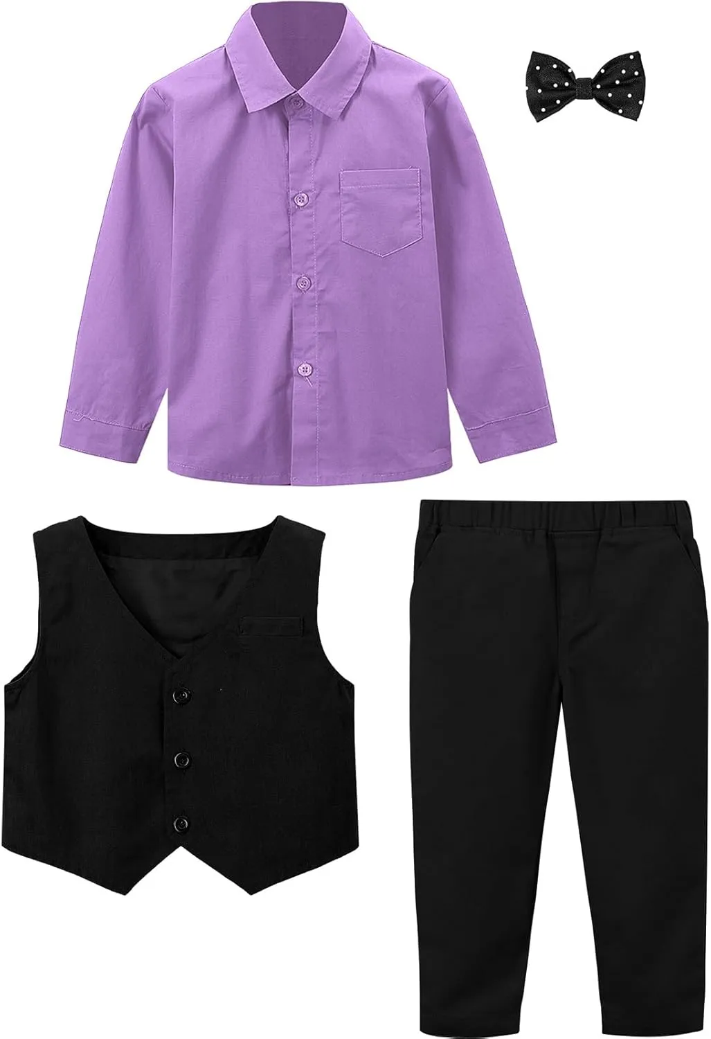 A&J DESIGN 4pcs Baby & Toddler Suit, 12 Months - 5T, Shirt & Pants & Vest & Bow Tie