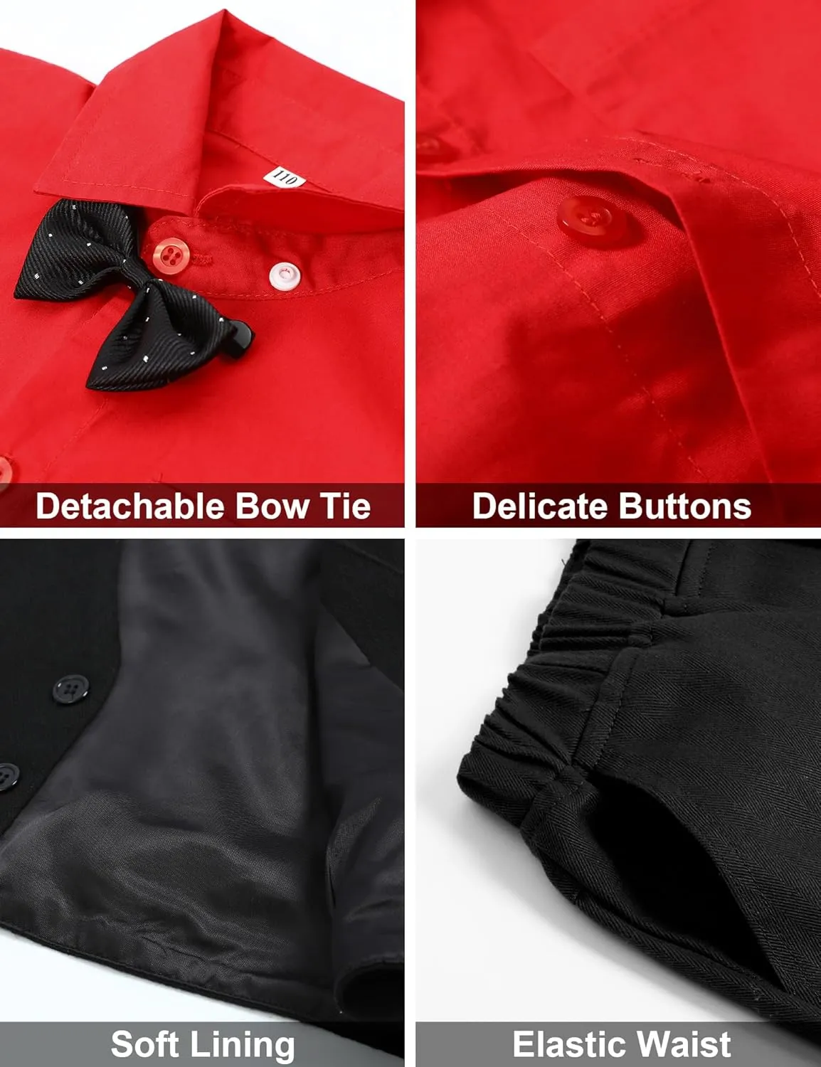 A&J DESIGN 4pcs Baby & Toddler Suit, 12 Months - 5T, Shirt & Pants & Vest & Bow Tie
