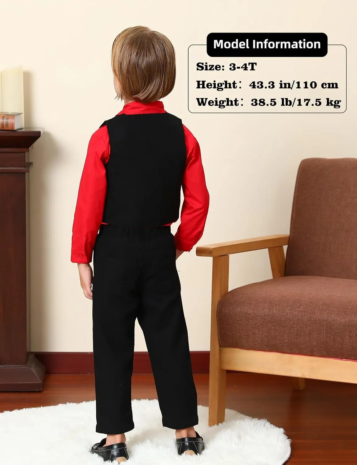 A&J DESIGN 4pcs Baby & Toddler Suit, 12 Months - 5T, Shirt & Pants & Vest & Bow Tie