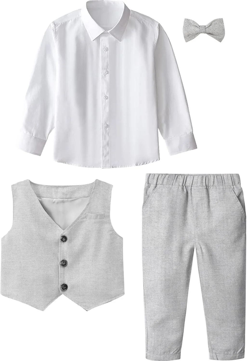 A&J DESIGN 4pcs Baby & Toddler Suit, 12 Months - 5T, Shirt & Pants & Vest & Bow Tie