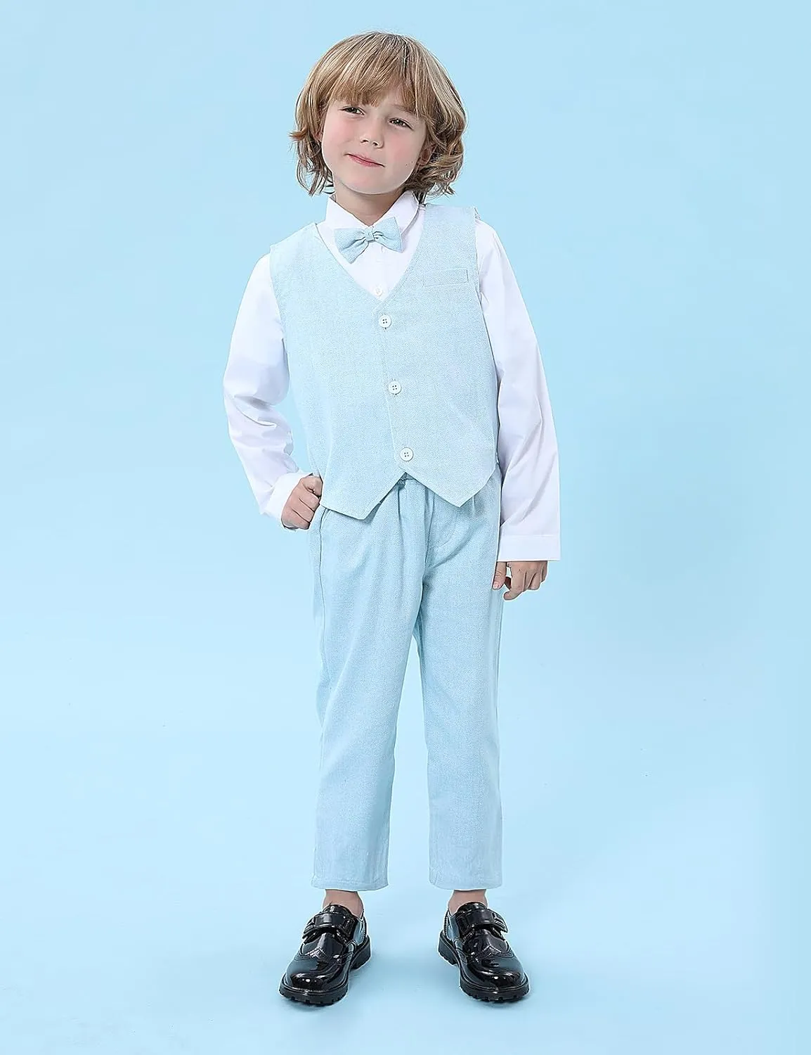A&J DESIGN 4pcs Baby & Toddler Suit, 12 Months - 5T, Shirt & Pants & Vest & Bow Tie