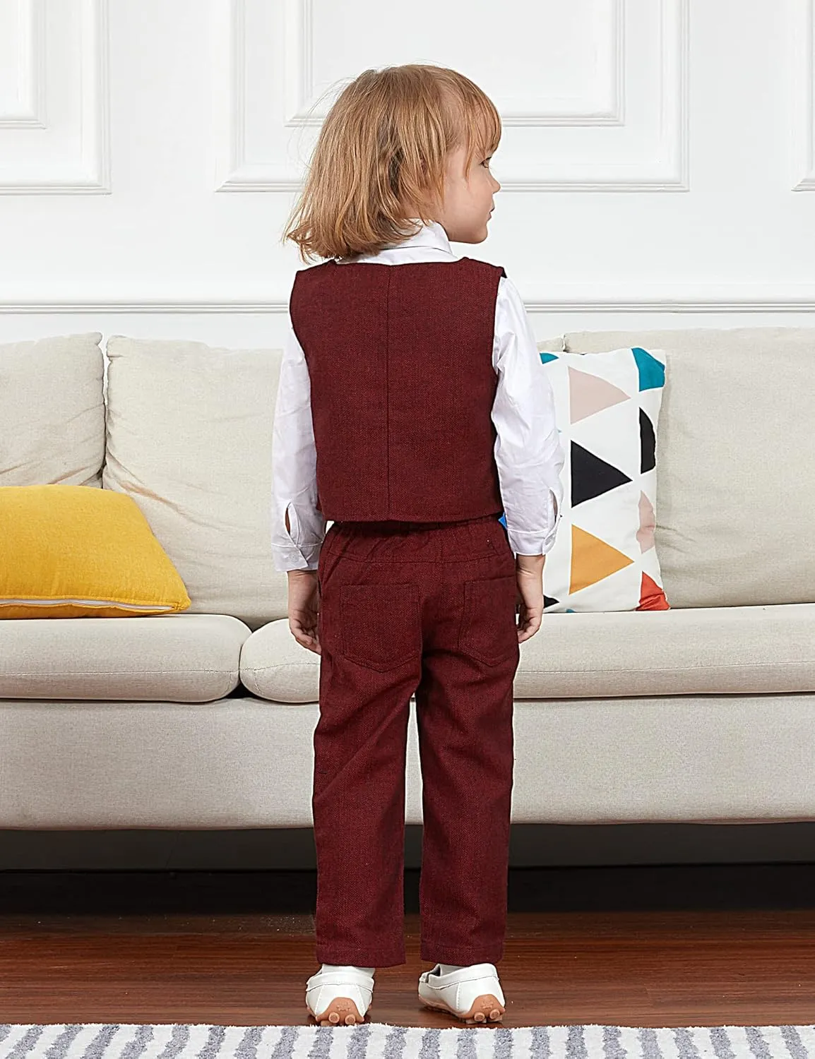 A&J DESIGN 4pcs Baby & Toddler Suit, 12 Months - 5T, Shirt & Pants & Vest & Bow Tie