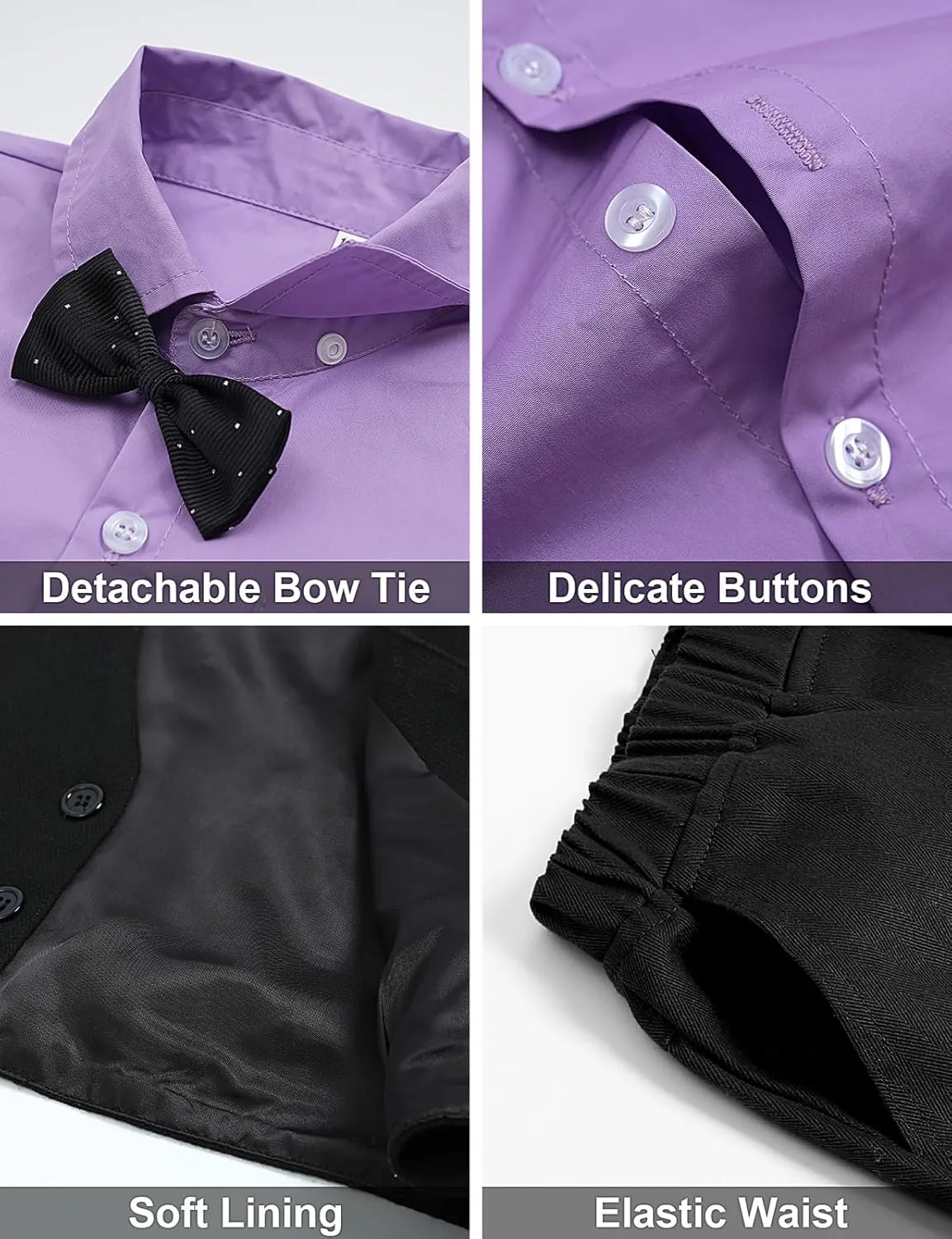 A&J DESIGN 4pcs Baby & Toddler Suit, 12 Months - 5T, Shirt & Pants & Vest & Bow Tie