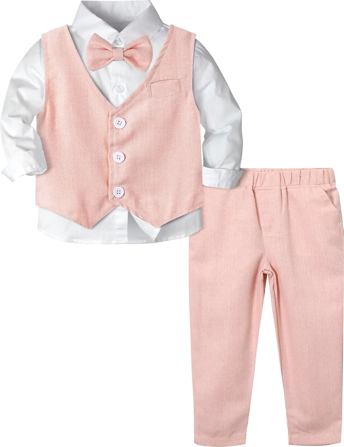 A&J DESIGN 4pcs Baby & Toddler Suit, 12 Months - 5T, Shirt & Pants & Vest & Bow Tie