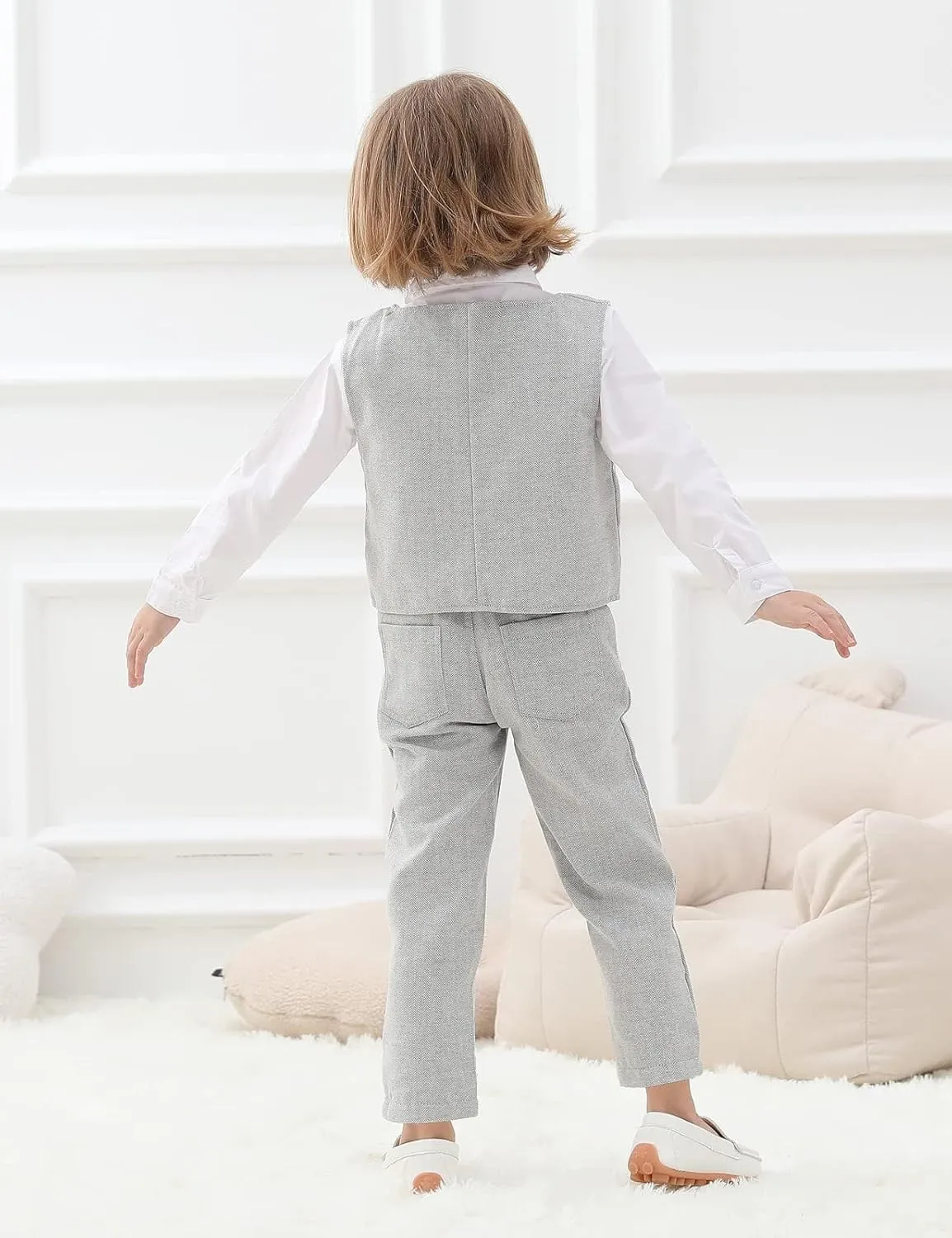 A&J DESIGN 4pcs Baby & Toddler Suit, 12 Months - 5T, Shirt & Pants & Vest & Bow Tie