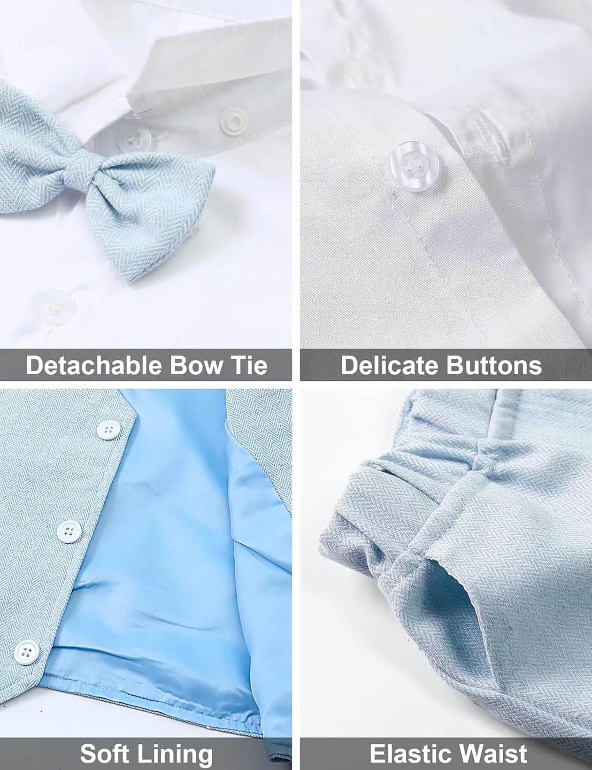 A&J DESIGN 4pcs Baby & Toddler Suit, 12 Months - 5T, Shirt & Pants & Vest & Bow Tie