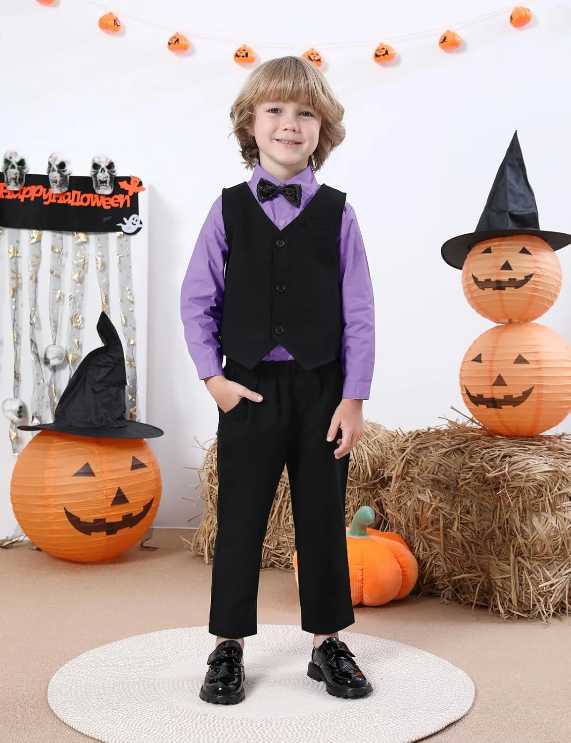 A&J DESIGN 4pcs Baby & Toddler Suit, 12 Months - 5T, Shirt & Pants & Vest & Bow Tie