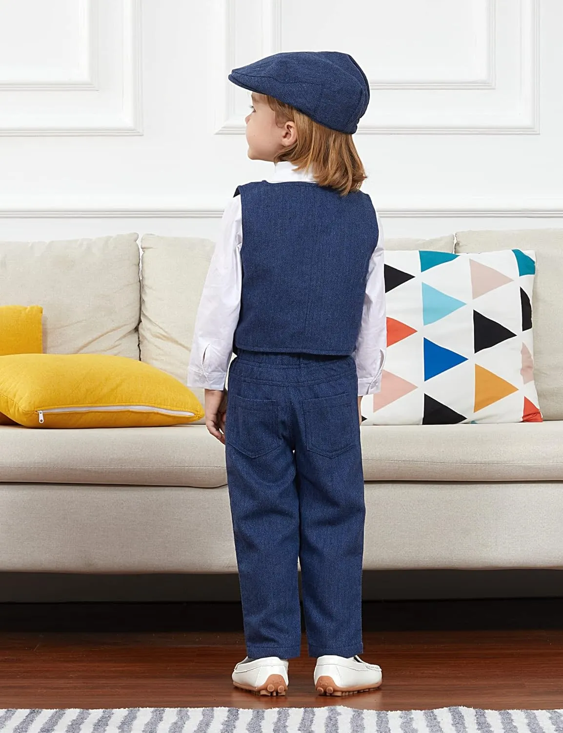A&J DESIGN 5pcs Baby & Toddler Suit, 12 Months - 5T, Shirt & Pants & Vest & Bow Tie & Driver Cap