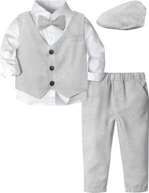 A&J DESIGN 5pcs Baby & Toddler Suit, 12 Months - 5T, Shirt & Pants & Vest & Bow Tie & Driver Cap