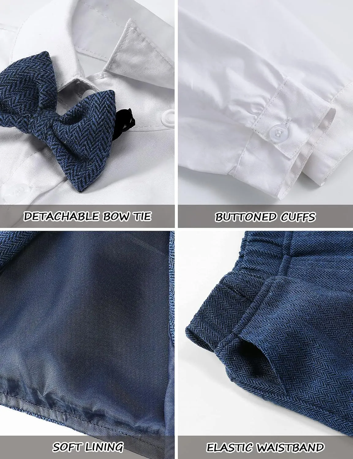 A&J DESIGN 5pcs Baby & Toddler Suit, 12 Months - 5T, Shirt & Pants & Vest & Bow Tie & Driver Cap