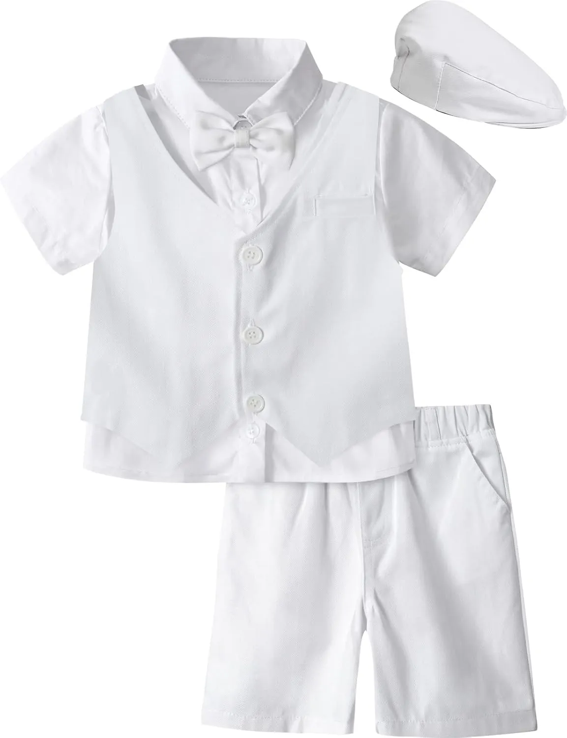 A&J DESIGN 5pcs Baby & Toddler Suit, 12 Months - 6 Years, Shirt & Shorts & Vest & Bow Tie