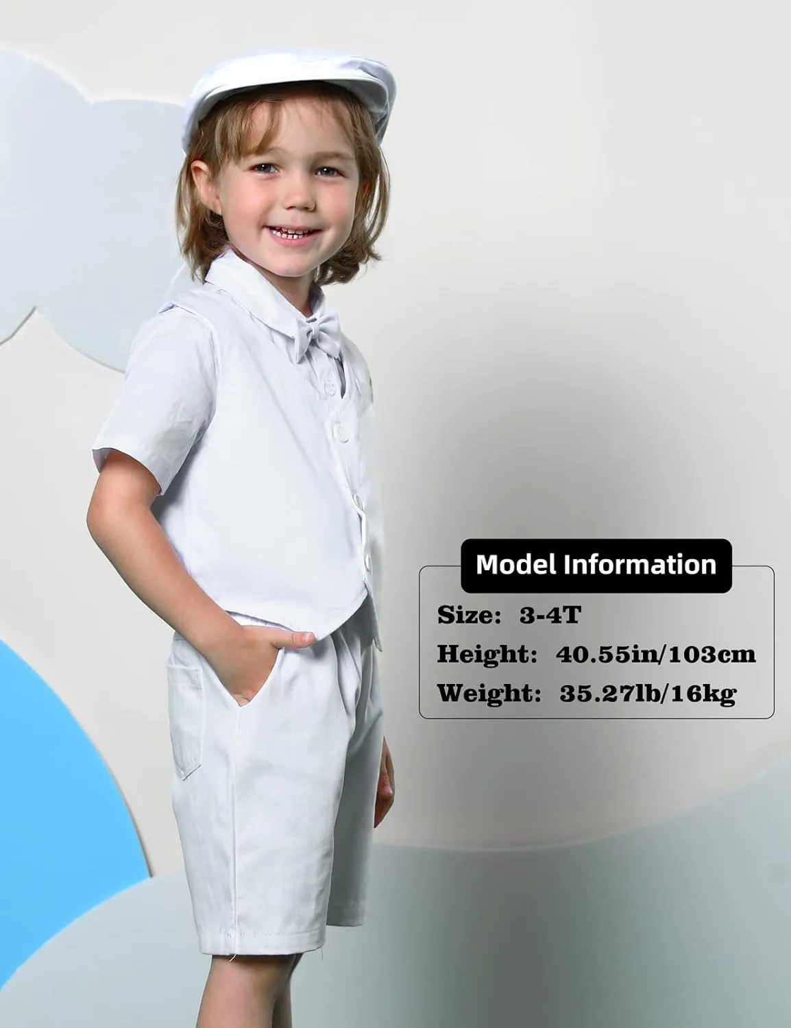 A&J DESIGN 5pcs Baby & Toddler Suit, 12 Months - 6 Years, Shirt & Shorts & Vest & Bow Tie