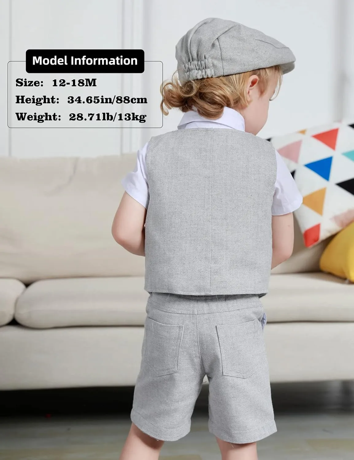 A&J DESIGN 5pcs Baby & Toddler Suit, 12 Months - 6 Years, Shirt & Shorts & Vest & Bow Tie