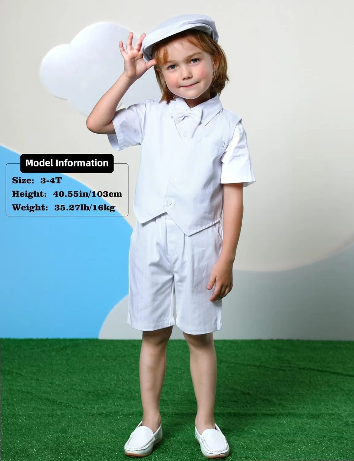 A&J DESIGN 5pcs Baby & Toddler Suit, 12 Months - 6 Years, Shirt & Shorts & Vest & Bow Tie