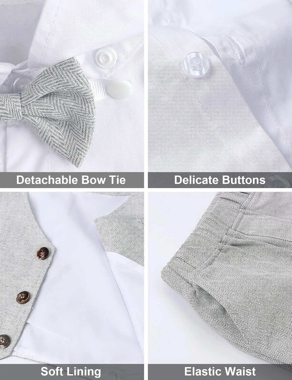 A&J DESIGN 5pcs Baby & Toddler Suit, 12 Months - 6 Years, Shirt & Shorts & Vest & Bow Tie