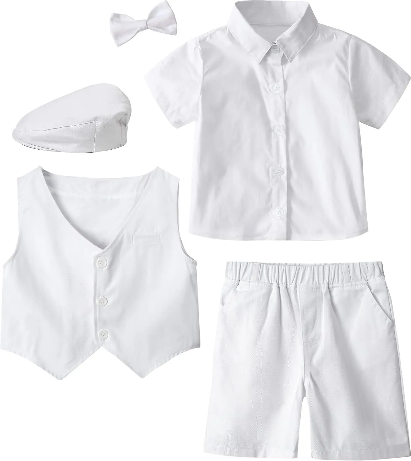 A&J DESIGN 5pcs Baby & Toddler Suit, 12 Months - 6 Years, Shirt & Shorts & Vest & Bow Tie