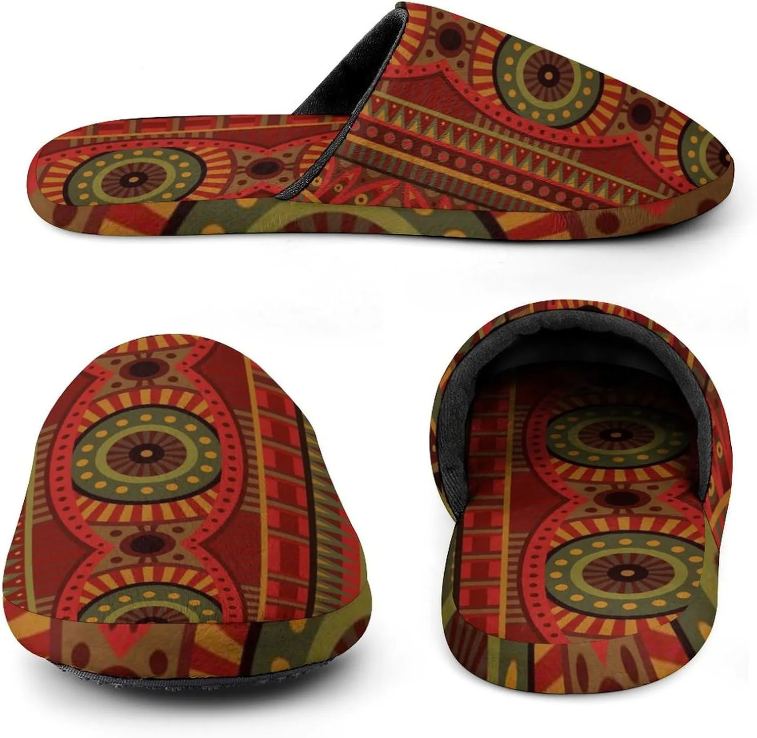 Abstract Tribal Ethnic Pattern Mens Comfy Slipper Funny Slippers Adult Indoor Shoes Slip On Memory Foam Slippers
