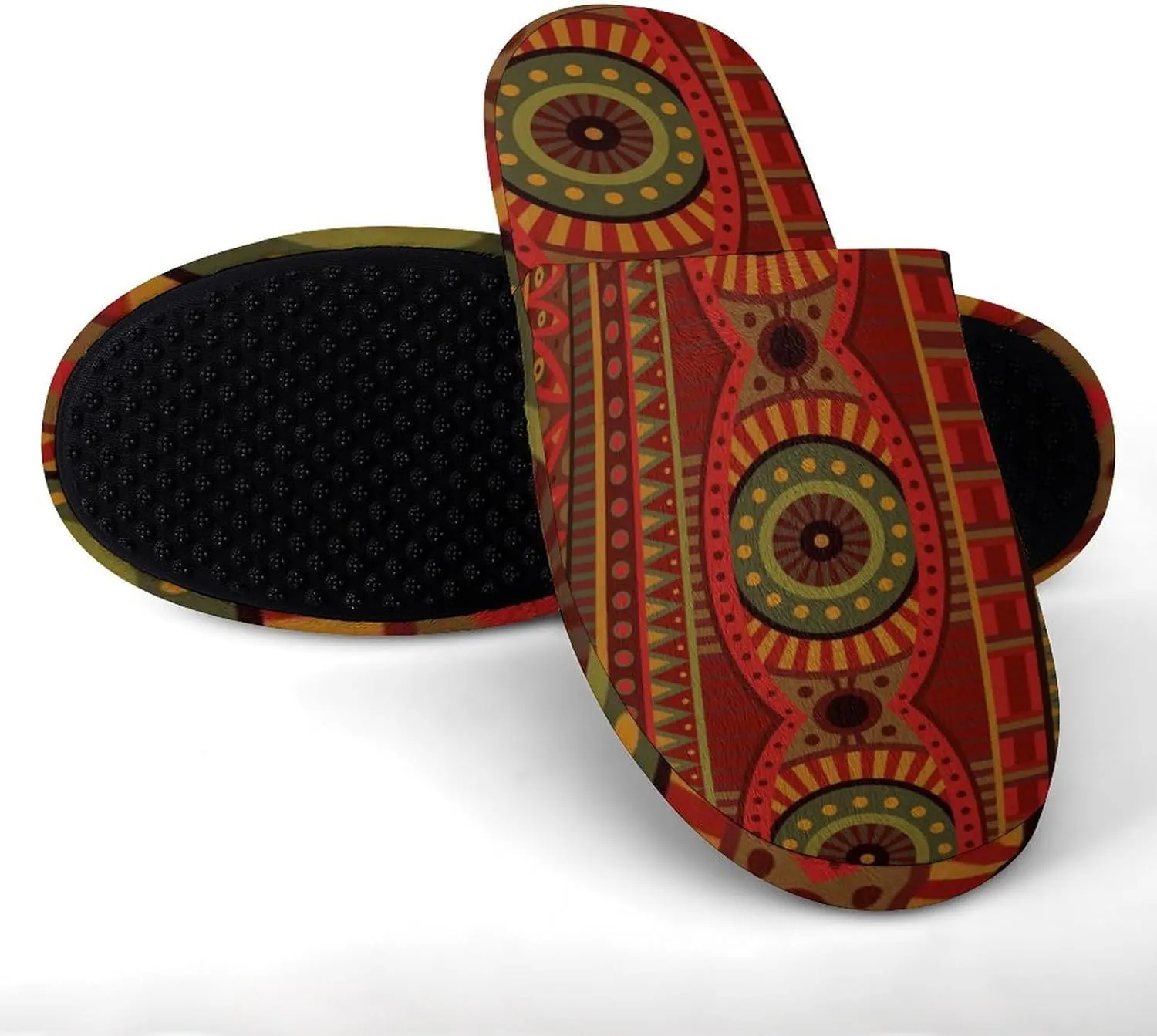 Abstract Tribal Ethnic Pattern Mens Comfy Slipper Funny Slippers Adult Indoor Shoes Slip On Memory Foam Slippers