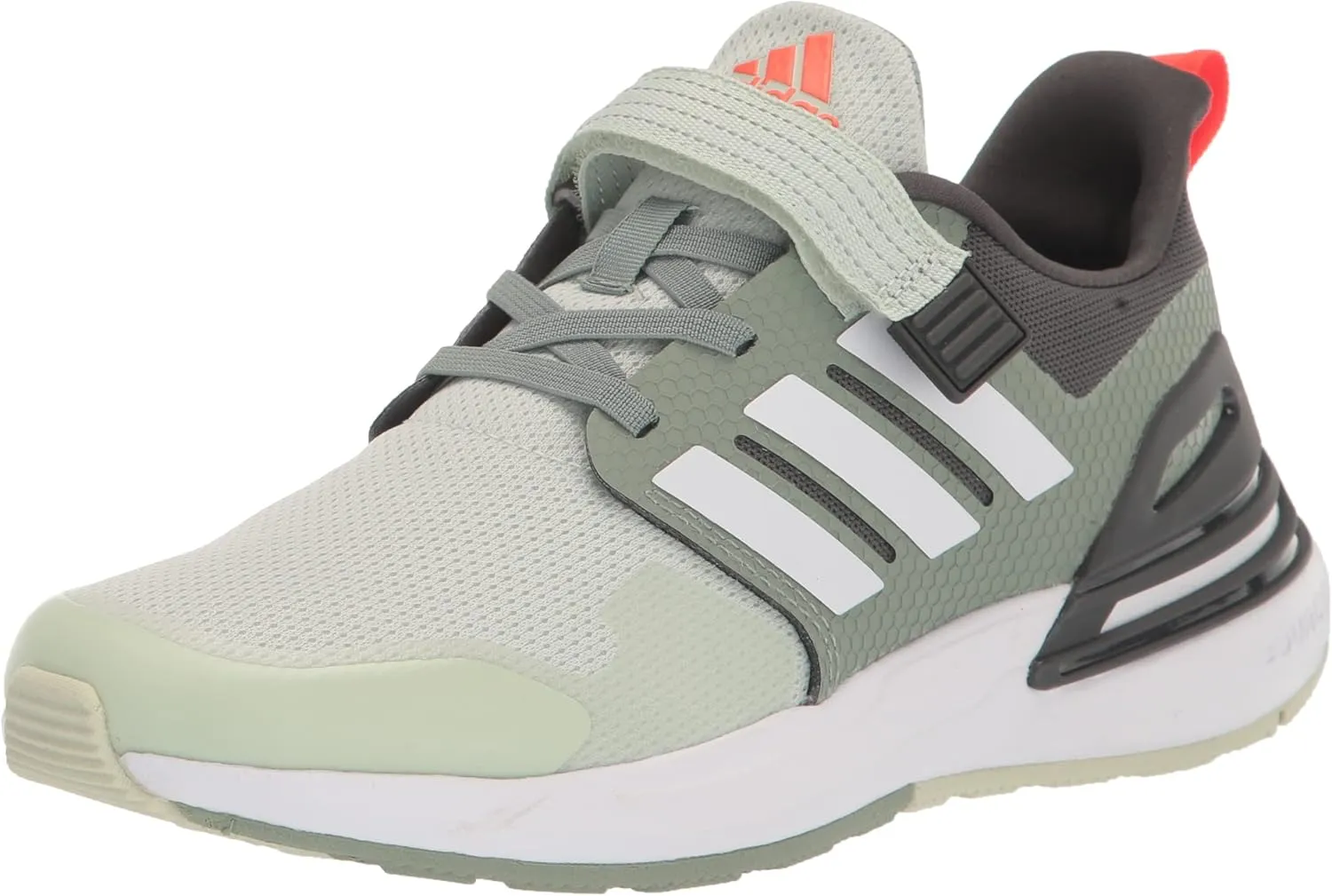 adidas RapidaSport Bounce Elastic Lace Sneaker, Linen Green/Silver Green/White, 6.5 US Unisex Big Kid