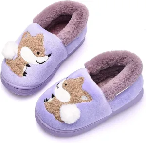 Ainikas Toddler Boys Girls Slippers Fluffy Little Kids House Slippers Warm Fur Cute Animal Home Slipper