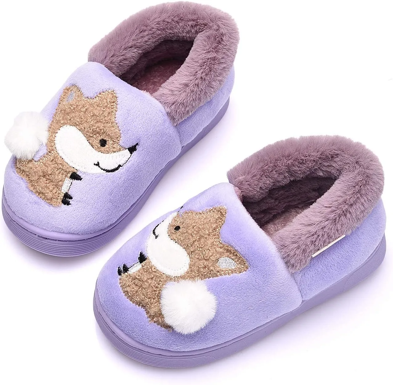 Ainikas Toddler Boys Girls Slippers Fluffy Little Kids House Slippers Warm Fur Cute Animal Home Slipper