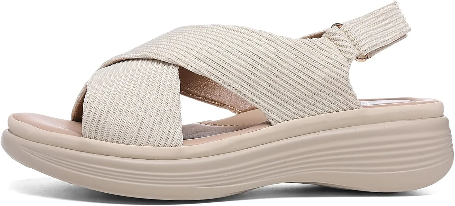 Altxic Women's Open Toe Crisscross Woven Comfy Casual Adjustable Buckle Strap Slingback Casual Walking Sport Sandals