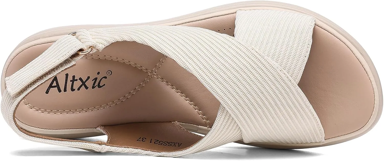 Altxic Women's Open Toe Crisscross Woven Comfy Casual Adjustable Buckle Strap Slingback Casual Walking Sport Sandals