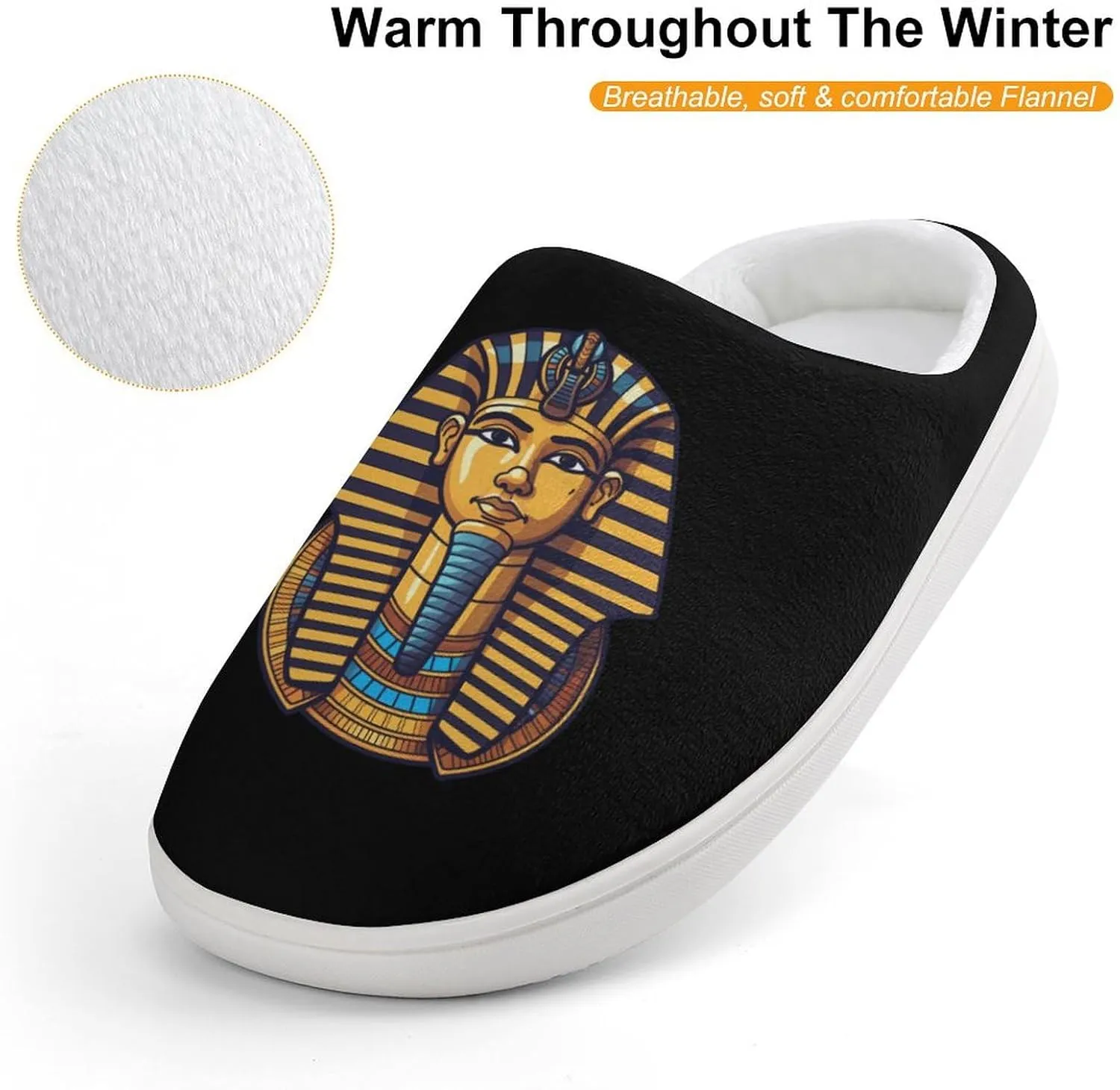 Ancient Egyptian Pharaoh King Egyptian Kids Slippers for Girls Boys Winter Warm Plush Slip On House Slippers for Indoor Outdoor