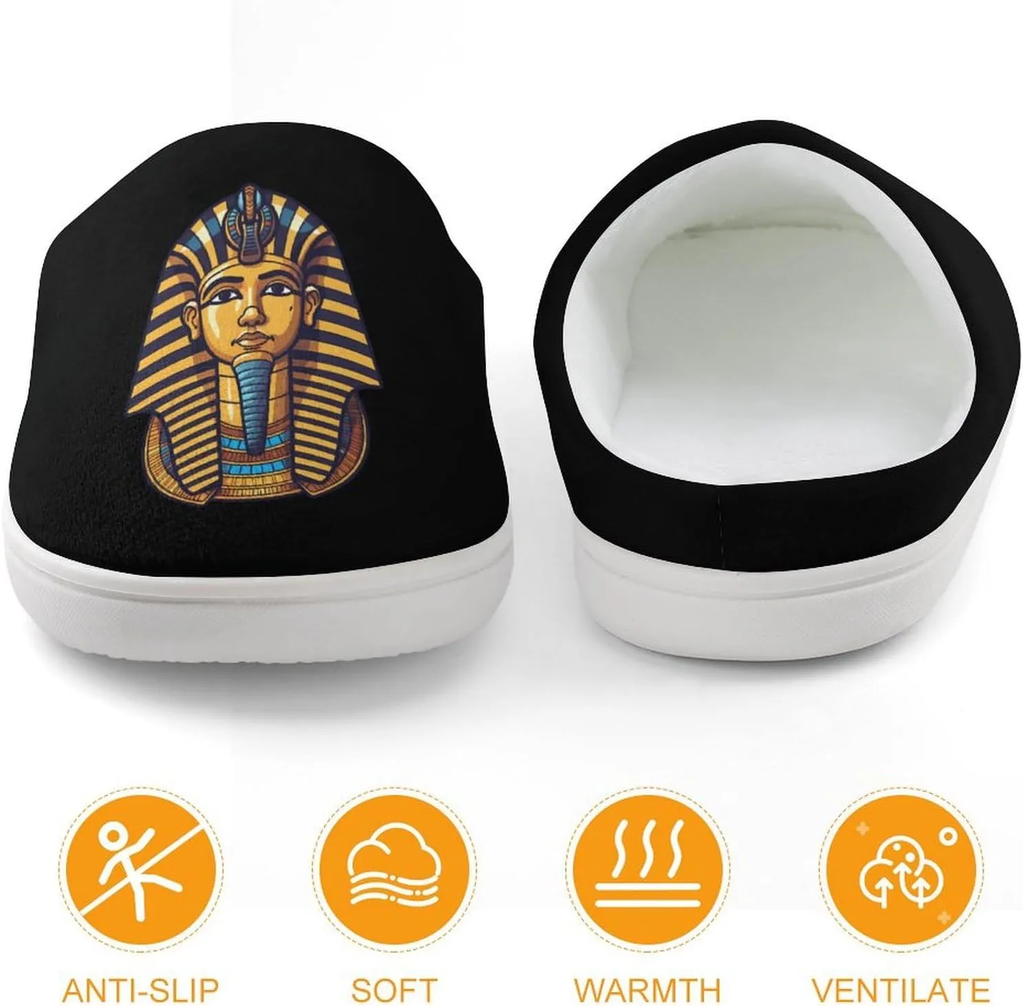 Ancient Egyptian Pharaoh King Egyptian Kids Slippers for Girls Boys Winter Warm Plush Slip On House Slippers for Indoor Outdoor