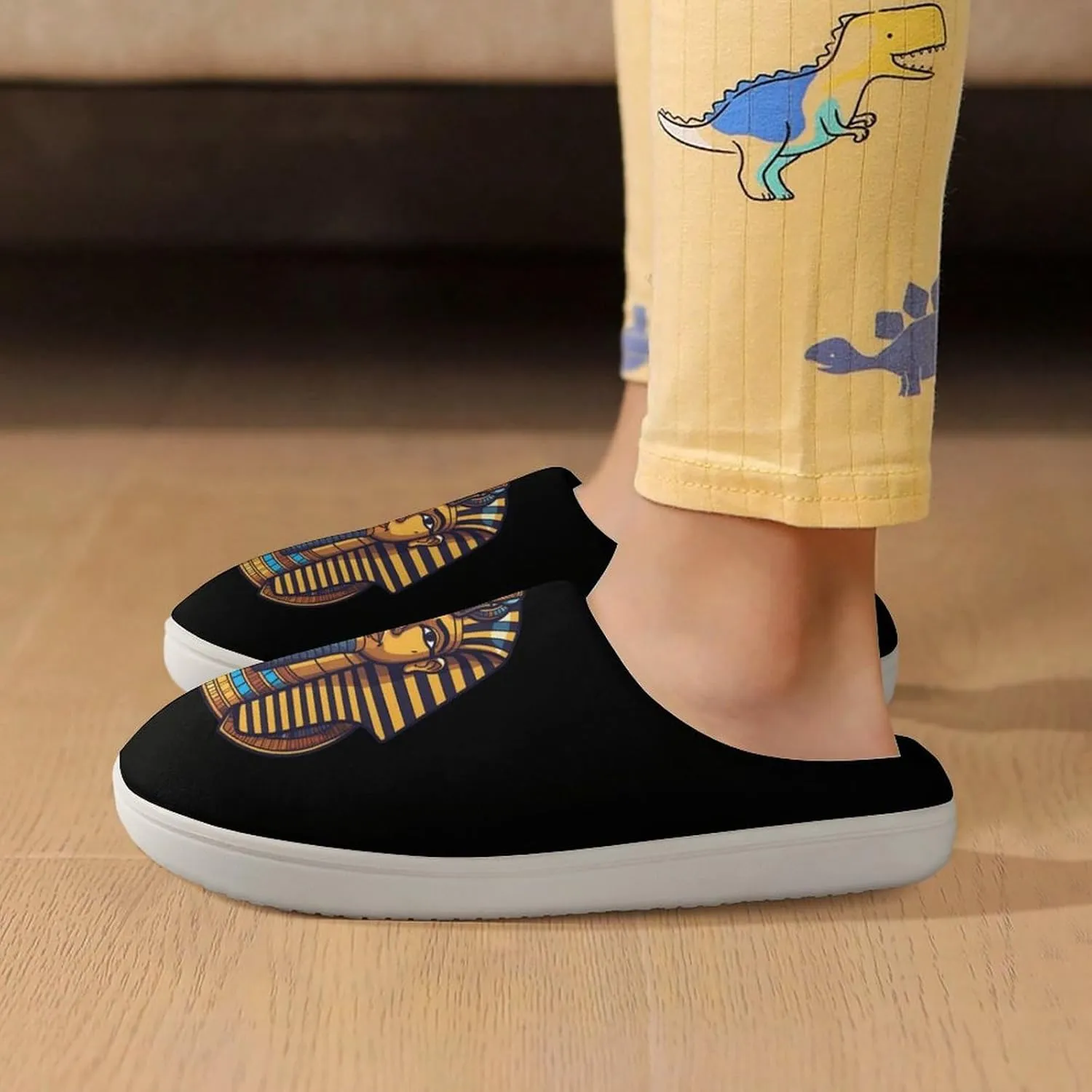 Ancient Egyptian Pharaoh King Egyptian Kids Slippers for Girls Boys Winter Warm Plush Slip On House Slippers for Indoor Outdoor