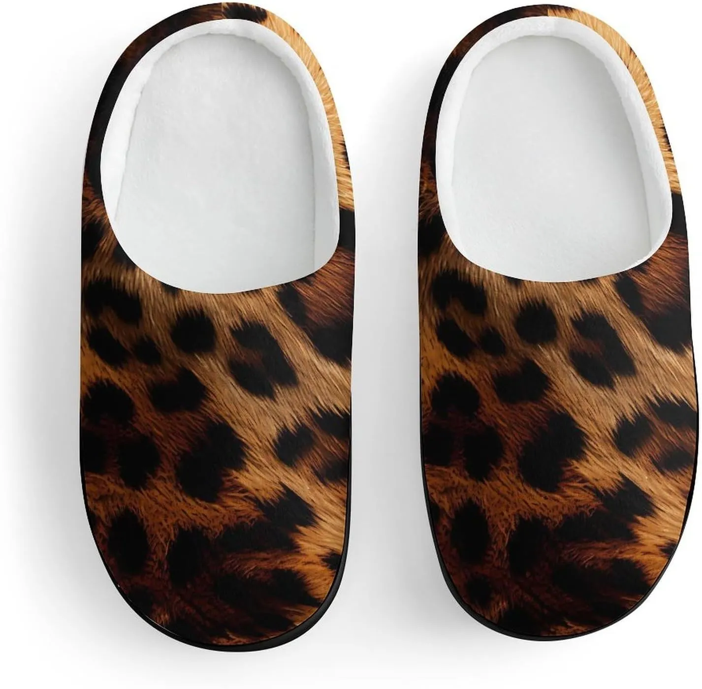 Animal Leopard Print Kids Slippers for Girls Boys Winter Warm Plush Slip On House Slippers for Indoor Outdoor