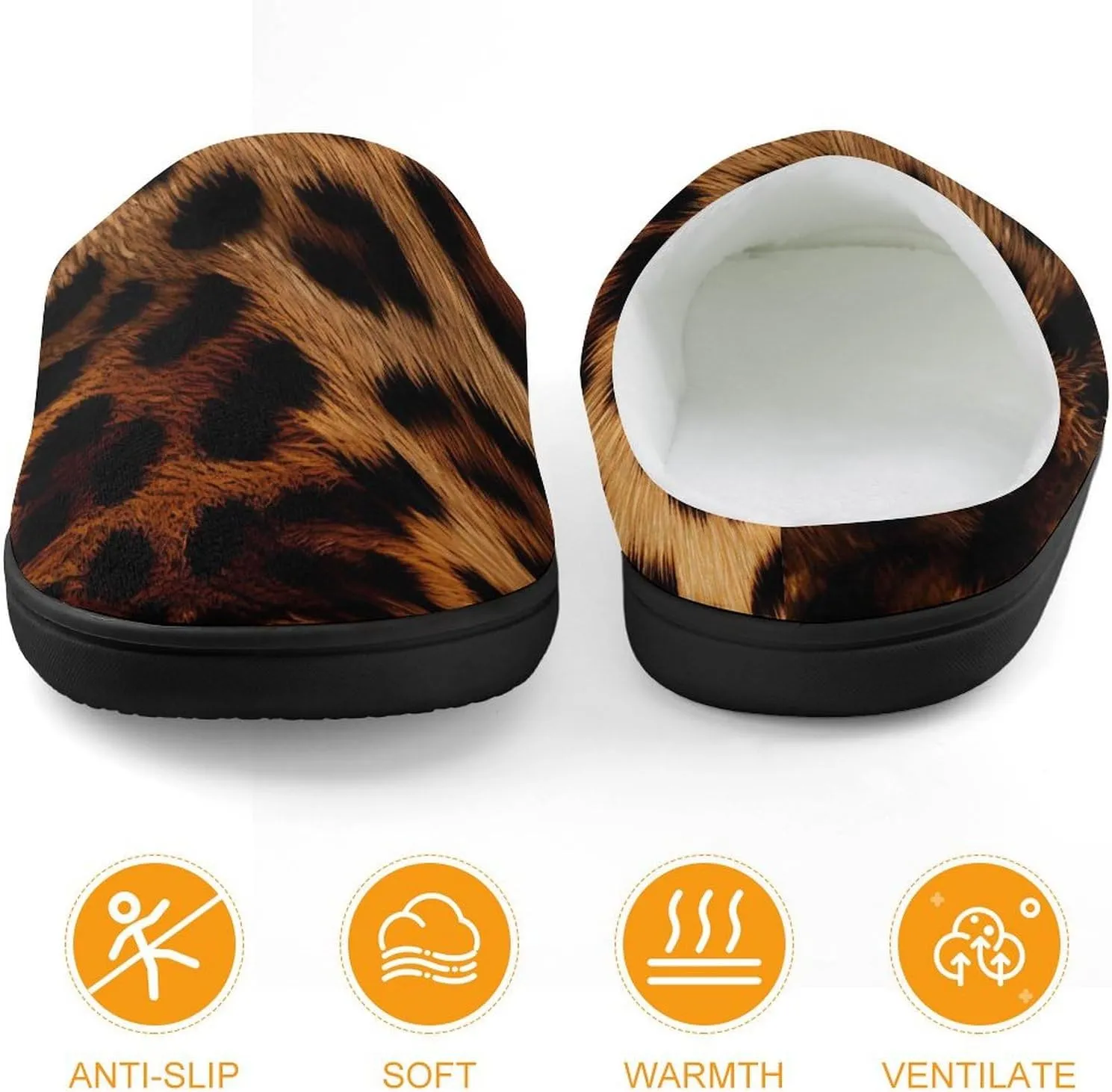 Animal Leopard Print Kids Slippers for Girls Boys Winter Warm Plush Slip On House Slippers for Indoor Outdoor