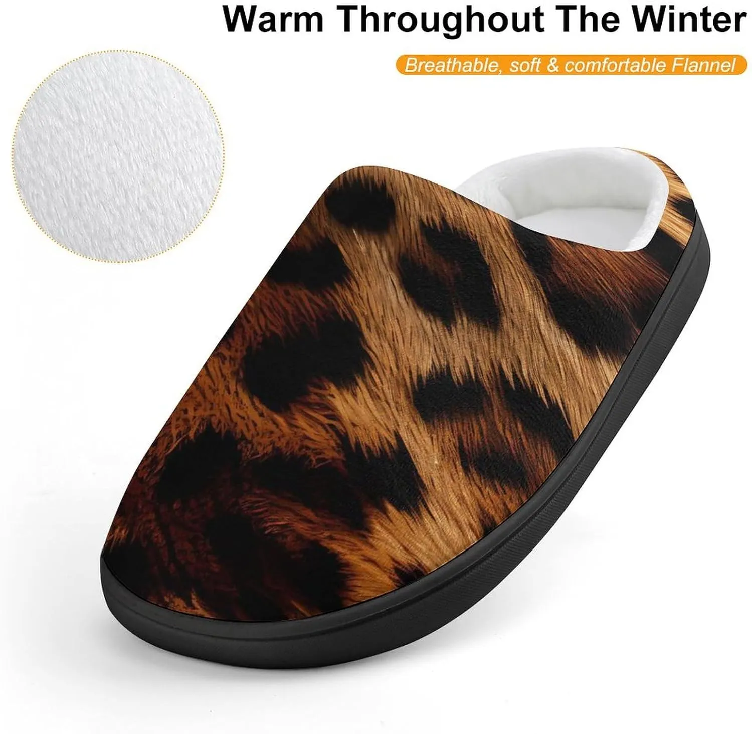 Animal Leopard Print Kids Slippers for Girls Boys Winter Warm Plush Slip On House Slippers for Indoor Outdoor