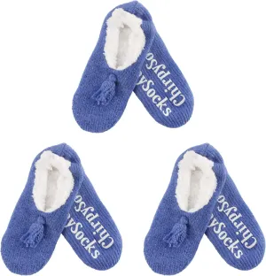 BambooMN Adult Women Super Soft Warm Cozy Fancy Yarn Slippers Non-Slip Lined Socks, Indoor Comfy House Slippers, 3 Pairs