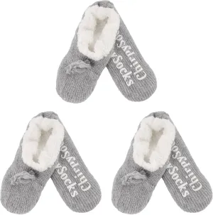 BambooMN Adult Women Super Soft Warm Cozy Fancy Yarn Slippers Non-Slip Lined Socks, Indoor Comfy House Slippers, 3 Pairs