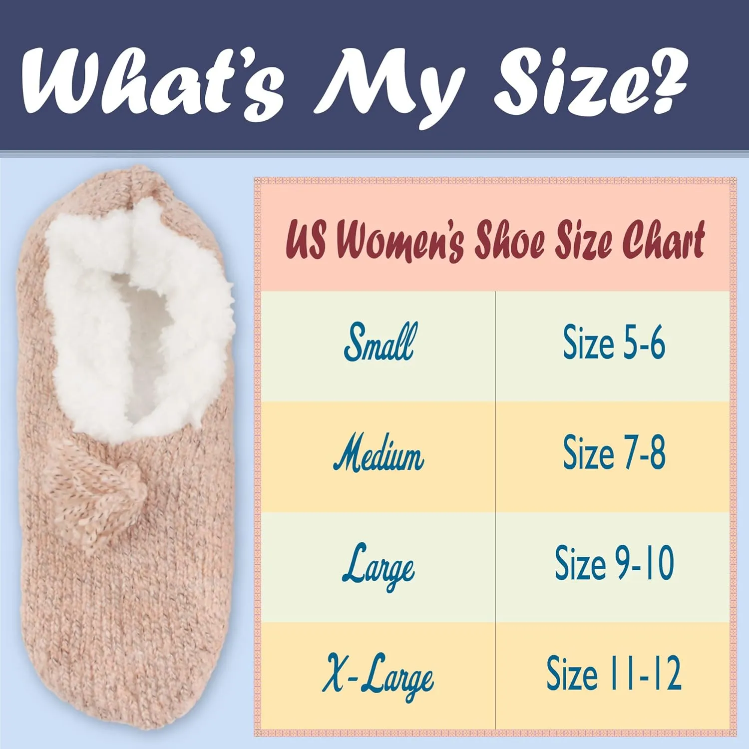 BambooMN Adult Women Super Soft Warm Cozy Fancy Yarn Slippers Non-Slip Lined Socks, Indoor Comfy House Slippers, 3 Pairs