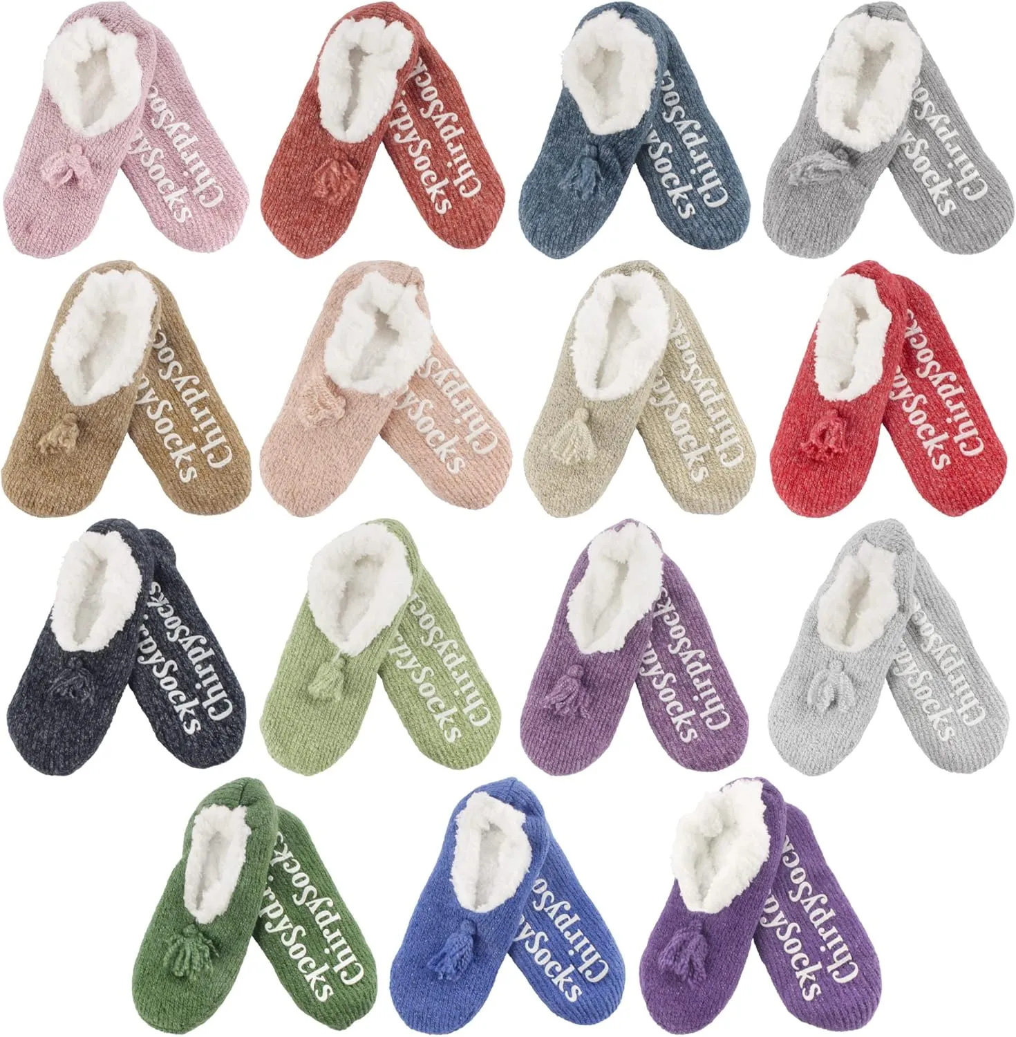 BambooMN Adult Women Super Soft Warm Cozy Fancy Yarn Slippers Non-Slip Lined Socks, Indoor Comfy House Slippers, 3 Pairs