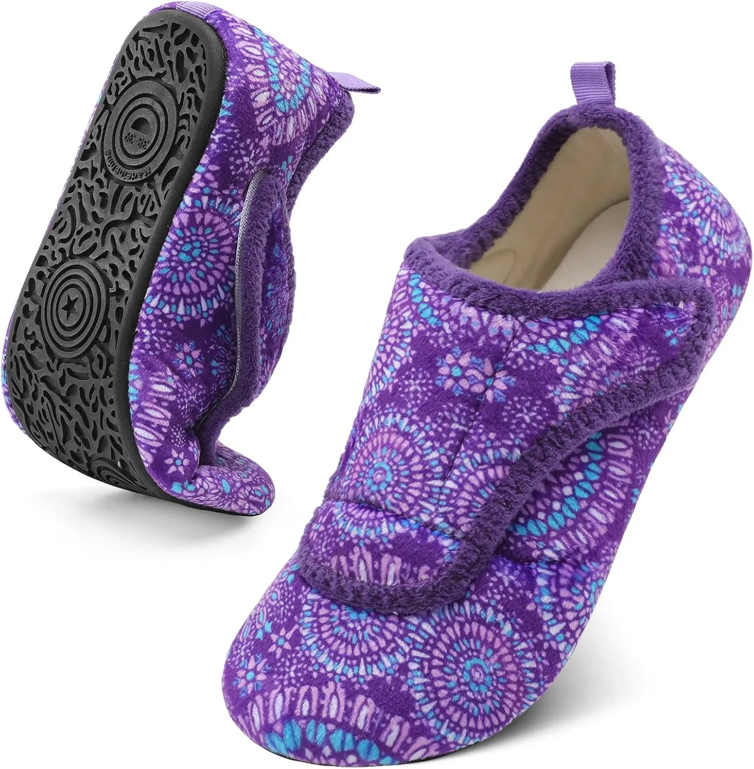 BARERUN Slippers for Women Men Wide House Diabetic Shoes for Women Men Warm Arthritis Edema Swollen Neuropathy Socks Slip on Adjustable Fuzzy Comfy Soft Womens Mens Bedroom Sliipers
