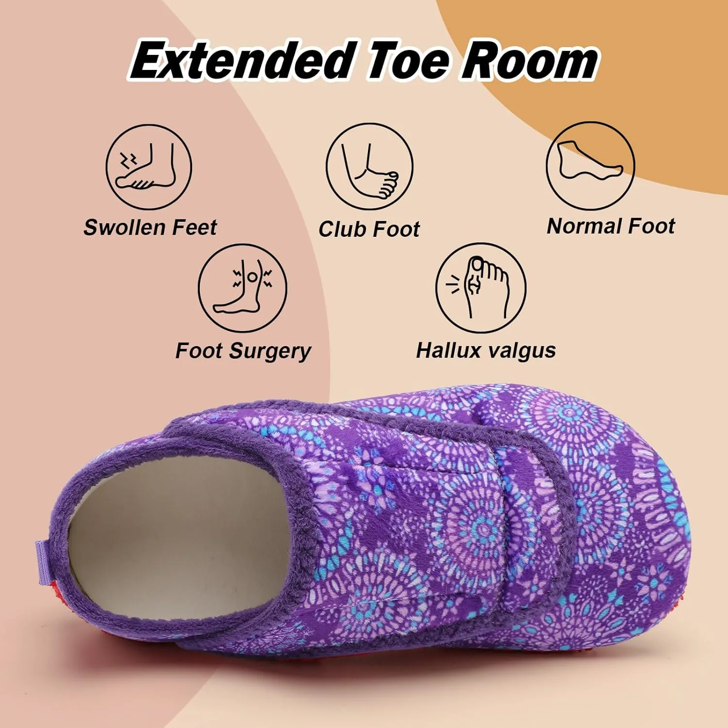 BARERUN Slippers for Women Men Wide House Diabetic Shoes for Women Men Warm Arthritis Edema Swollen Neuropathy Socks Slip on Adjustable Fuzzy Comfy Soft Womens Mens Bedroom Sliipers