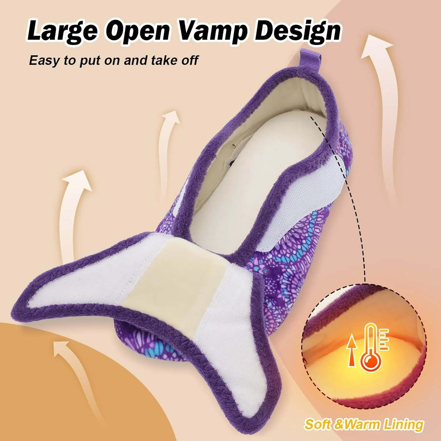 BARERUN Slippers for Women Men Wide House Diabetic Shoes for Women Men Warm Arthritis Edema Swollen Neuropathy Socks Slip on Adjustable Fuzzy Comfy Soft Womens Mens Bedroom Sliipers