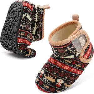 BARERUN Toddler Slippers Girls Boys House Shoes Baby Winter Booties Plush Cozy Kids House Slipper Warm Lightweight Infant Walking Shoes Socks
