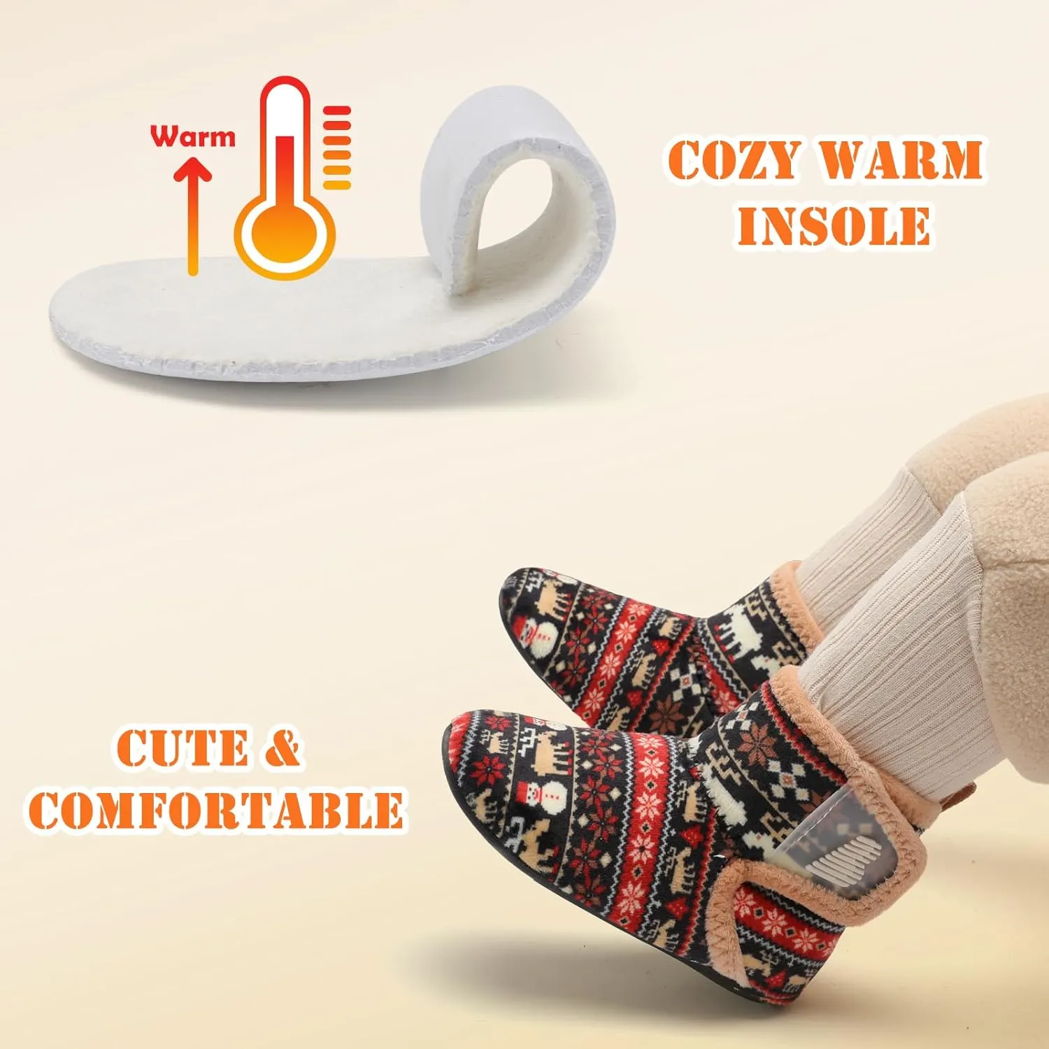BARERUN Toddler Slippers Girls Boys House Shoes Baby Winter Booties Plush Cozy Kids House Slipper Warm Lightweight Infant Walking Shoes Socks