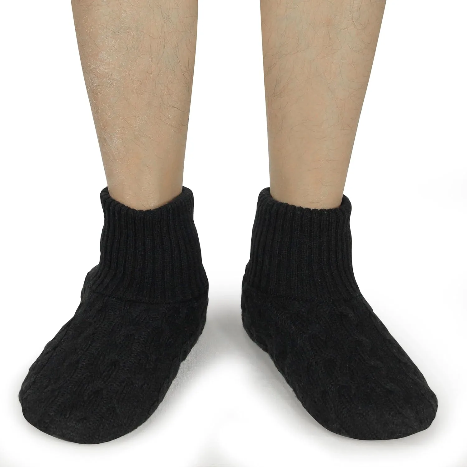 BenSorts Men Fuzzy Slipper Socks with Grippers Non Slip Indoor House Socks Christmas Gifts