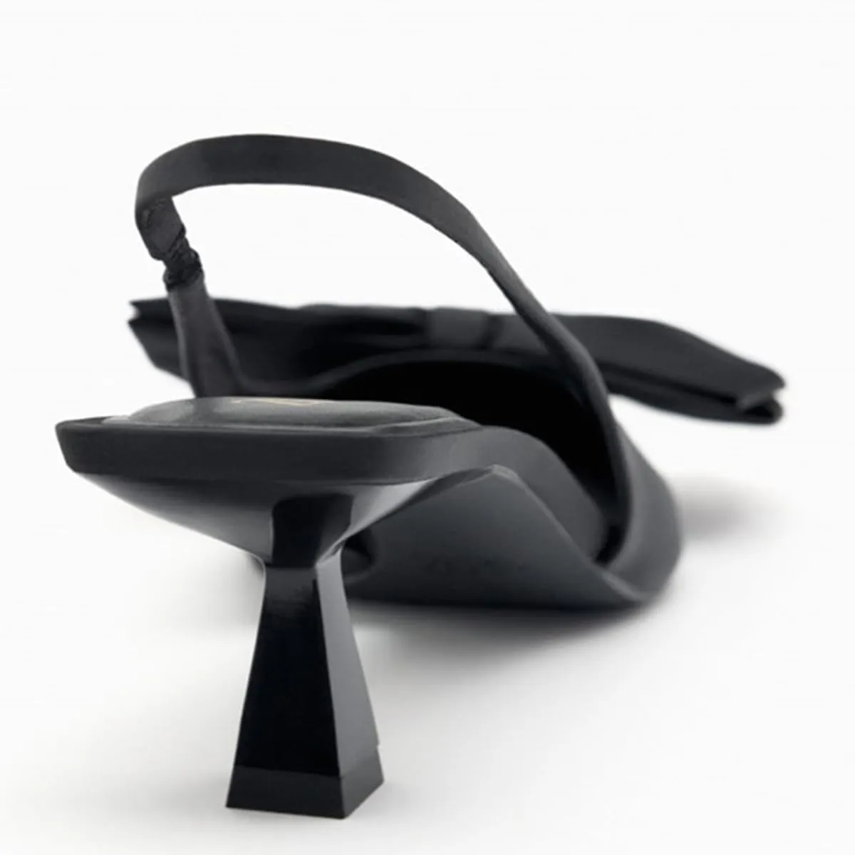 Black Heels with Bow Pumps for Women Stiletto Heel Satin Slingback Spring Shoes